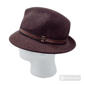 SCALA 100% Wool Fedora Hat Size S Brown